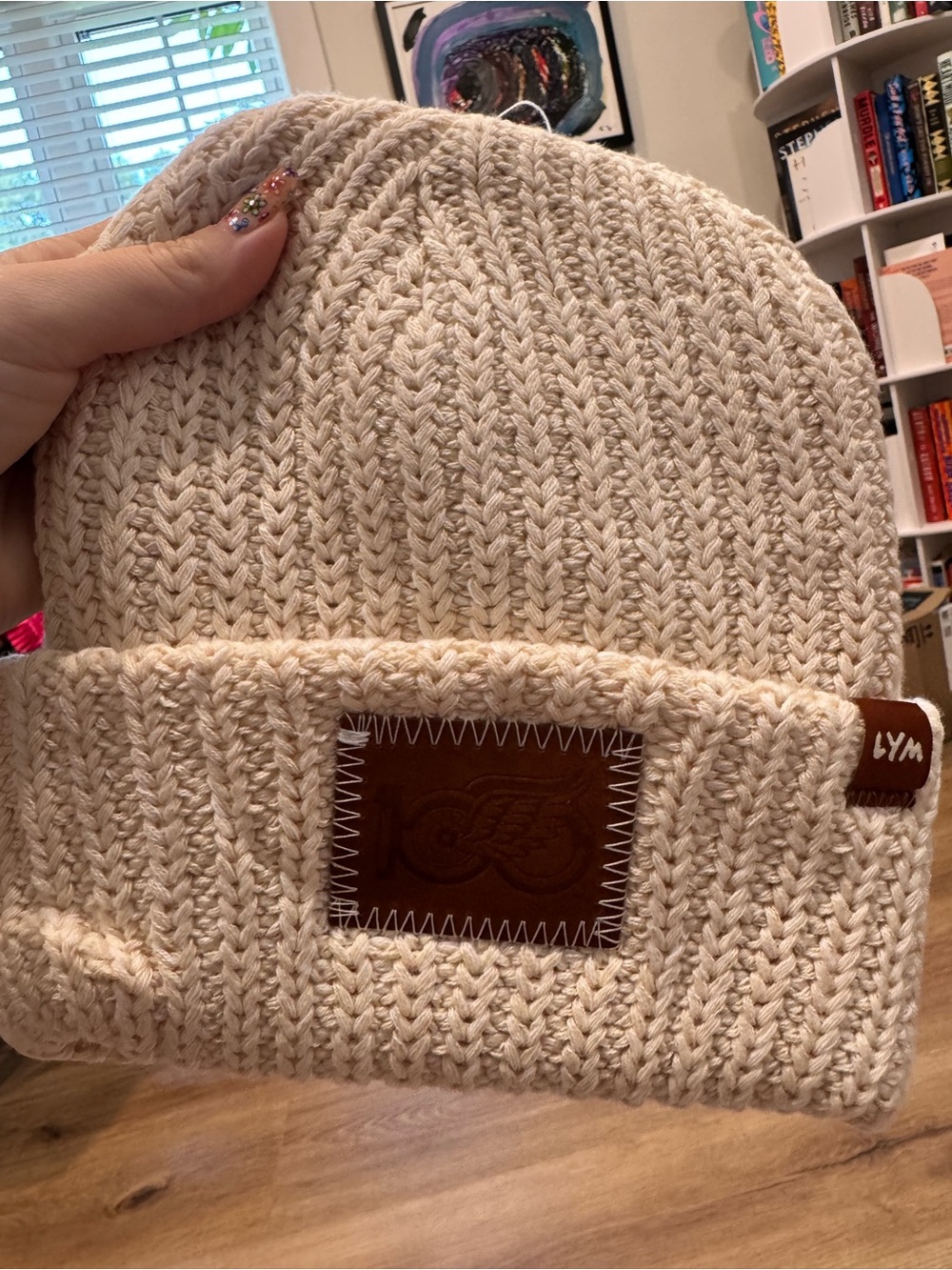 Love Your Melon Cream Knit Beanie - Detroit Red Wings Centennial
